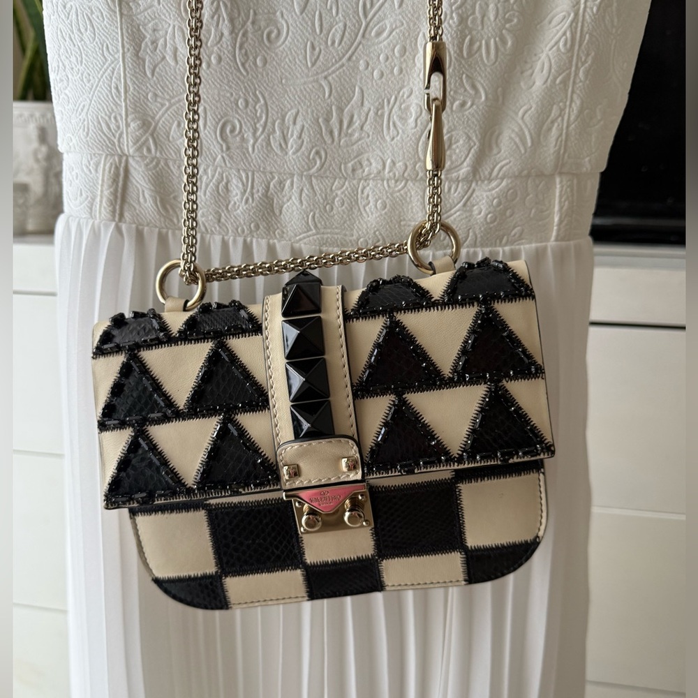 Valentino Garavani Black and Cream Crossbody Bag
